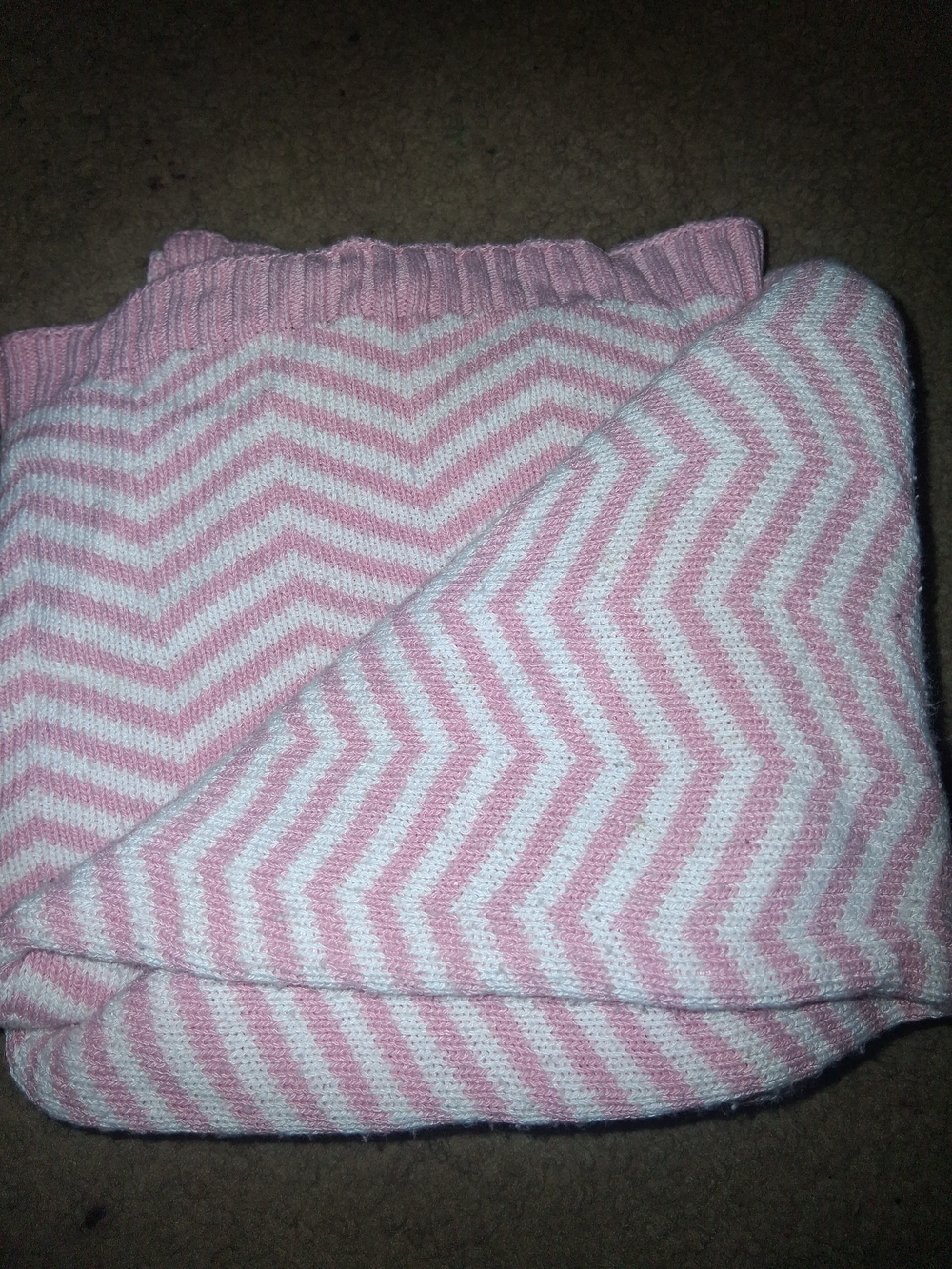 Baby Throw Pink/white Knit Fabric